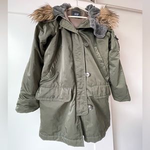 Green GAP Fur Lined Coat